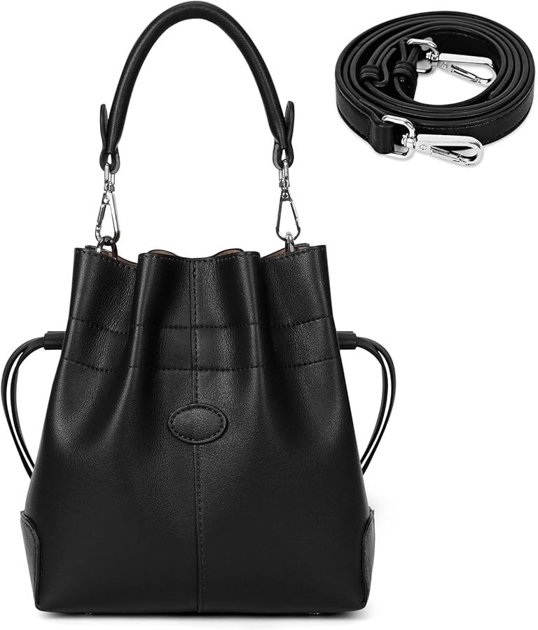 JQWSVE Bucket Bag for Women Trendy Crossbody Shoulder Purses and Handbags Leather Tote Bag Hobo Purse Drawstring Bucket Bag