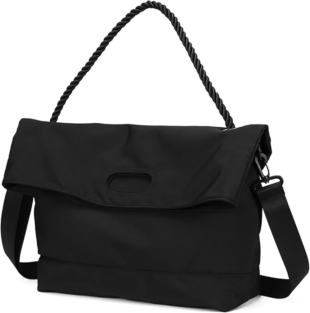 Handbag Tote Bag, Large Canvas Shoulder Bag, Hobo Silhouette, Black, Unisex, Handbag for Women and Men, 13x30x36 cm