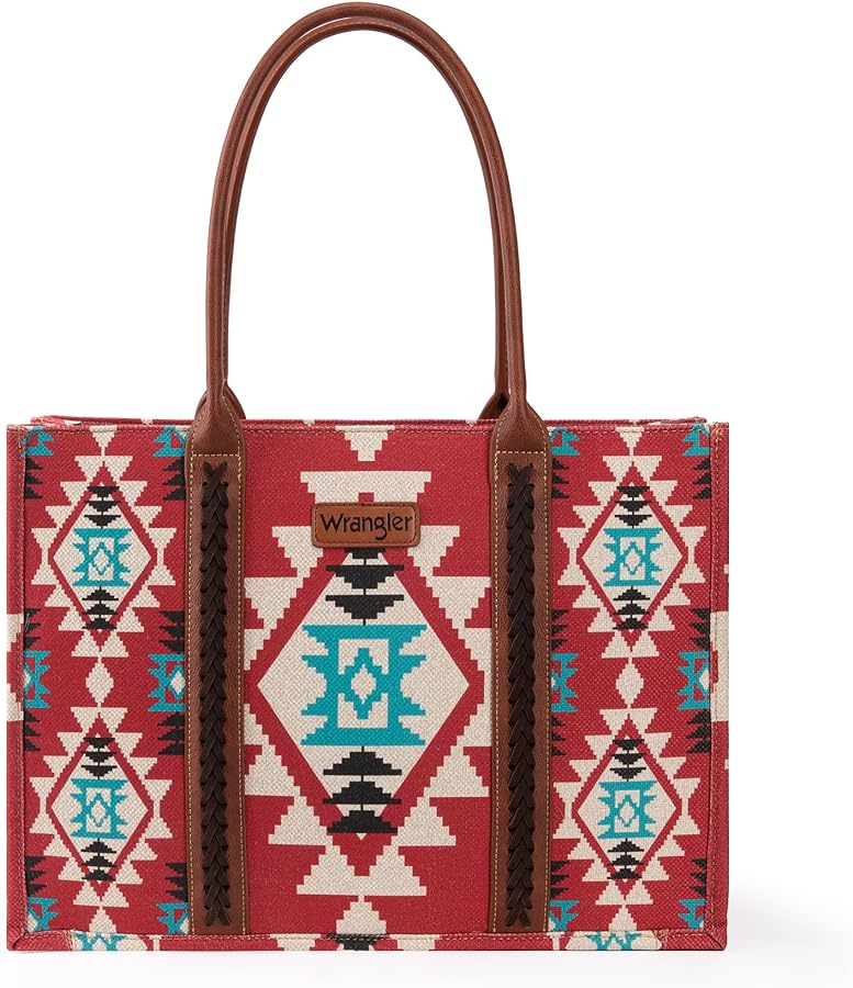 Wrangler Tote Bag for Women Aztec Top Handle Satchel Purse Boho Shoulder Handbags with Zipper Western Hobo christmas gift fall collection XY7 WG2203-8119BDY