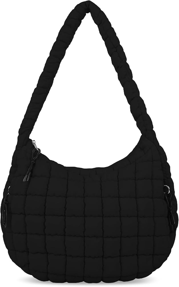 Puffer Tote Bag for Women, Large Quilted Tote Bag Puffy Crossbody Bag with Zipper, Nylon Quilted Carryall Bag Hobo Handbags