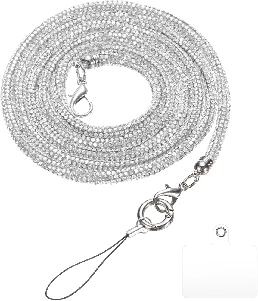 uxcell Rhinestone Purse Straps, Crystal Bag Handle Sparkly Replacement Bag Straps for Phone Bag Underarm Bag Shoulder Evening Handbag Tote Pochette Satchel Wedding Party, Silver