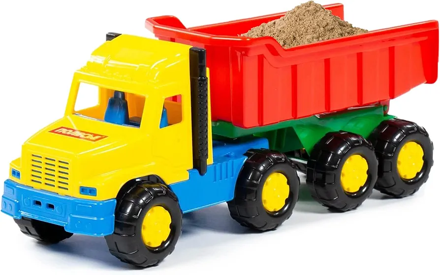 Polesie Plastic Dump Truck Toy - Construction Vehicle Toys for Toddlers Beach Toys for Toddlers - Sandbox Toys for Toddlers Age 2-4 - Construction Trucks for Boys - Yellow/red