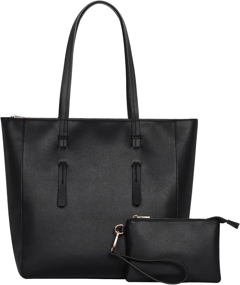 Marvolia Large Tote Bag for Women - PU Leather Handbags Travel Tote Purse Work Tote Bags with Zipper
