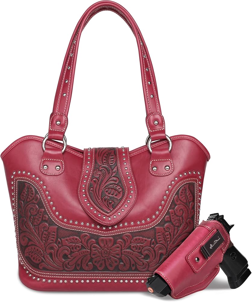 Montana West Western Tote Bags for Women Tooled Shoulder Ladies Top Handle Handbag