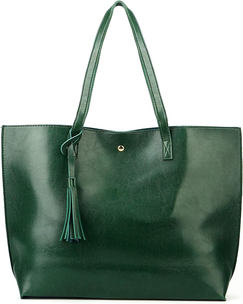 Nodykka Women Tote Bags Top Handle Satchel Handbags PU Faux Leather Tote Bag with Tassel Shoulder Purse