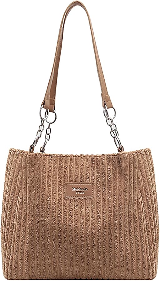 Corduroy Tote Bag For Women Canvas Shoulder Bag Large Plush Purses and Handbag