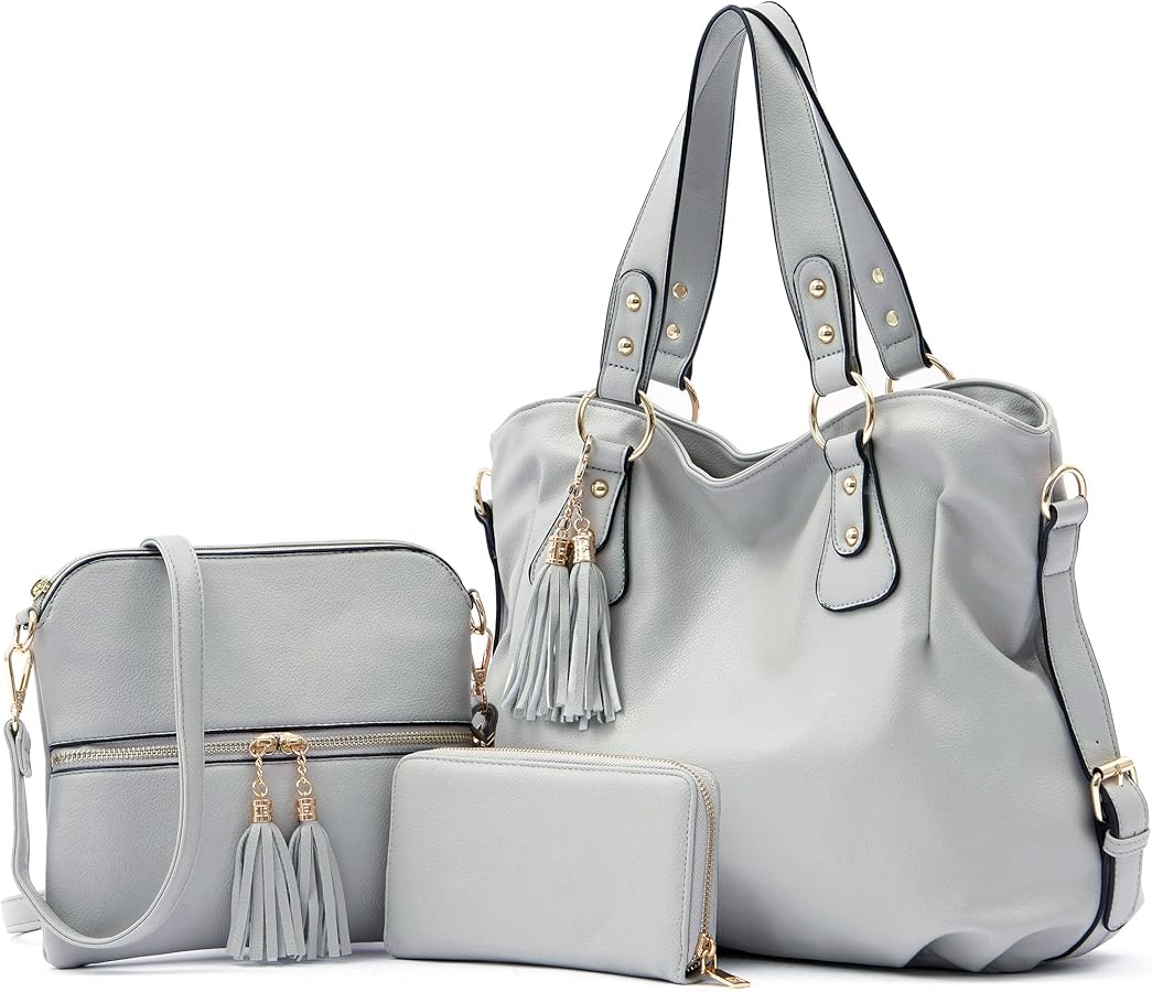 Qiyuer Purses And Wallets Set For Women Tote Handbags Large Hobo Bag Purse With Wallet 3PCS