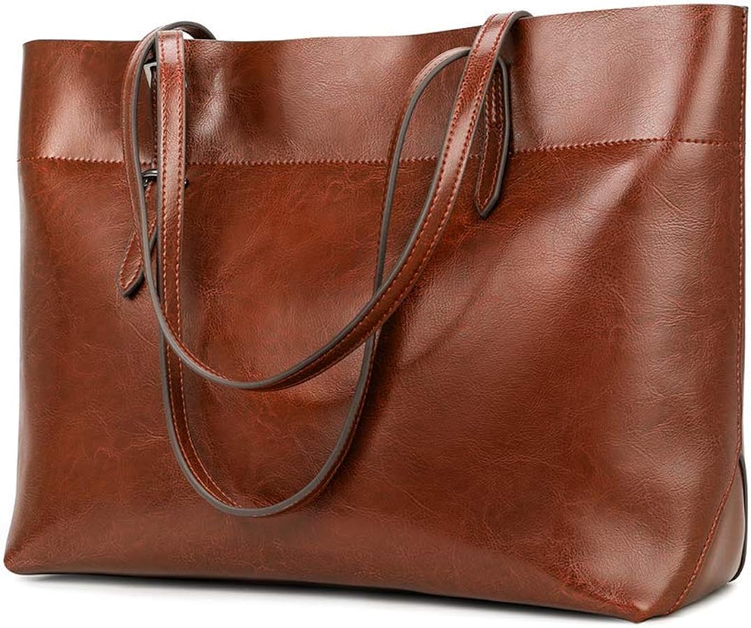 Kattee Vintage Genuine Leather Tote Shoulder Bag for Women Satchel Handbag with Top Handles