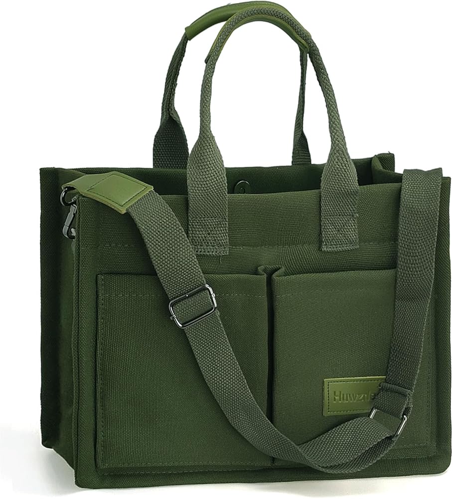 Women Canvas Tote Bag With Pockets Crossbody Bags for Women Casual Hobo Messenger Bag Shoulder Bag Handbag for Women