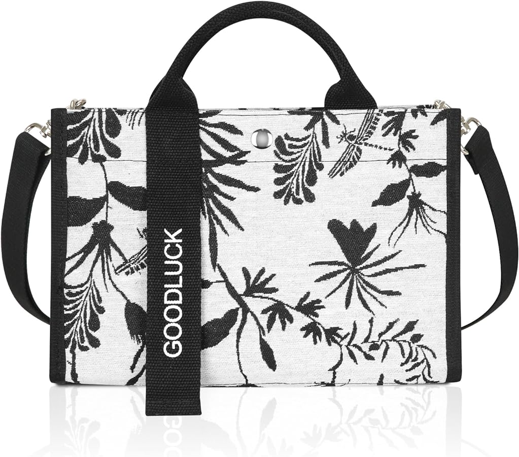 Afashor Women’s Canvas Travel Tote Bag Retro Casual Crossbody Handbag Printed Satchel Hobo Purse