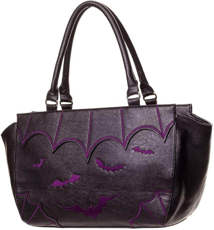 Lost Queen Women's Bats Handbag Dark Gothic Purse Alternative Shoulder Bag