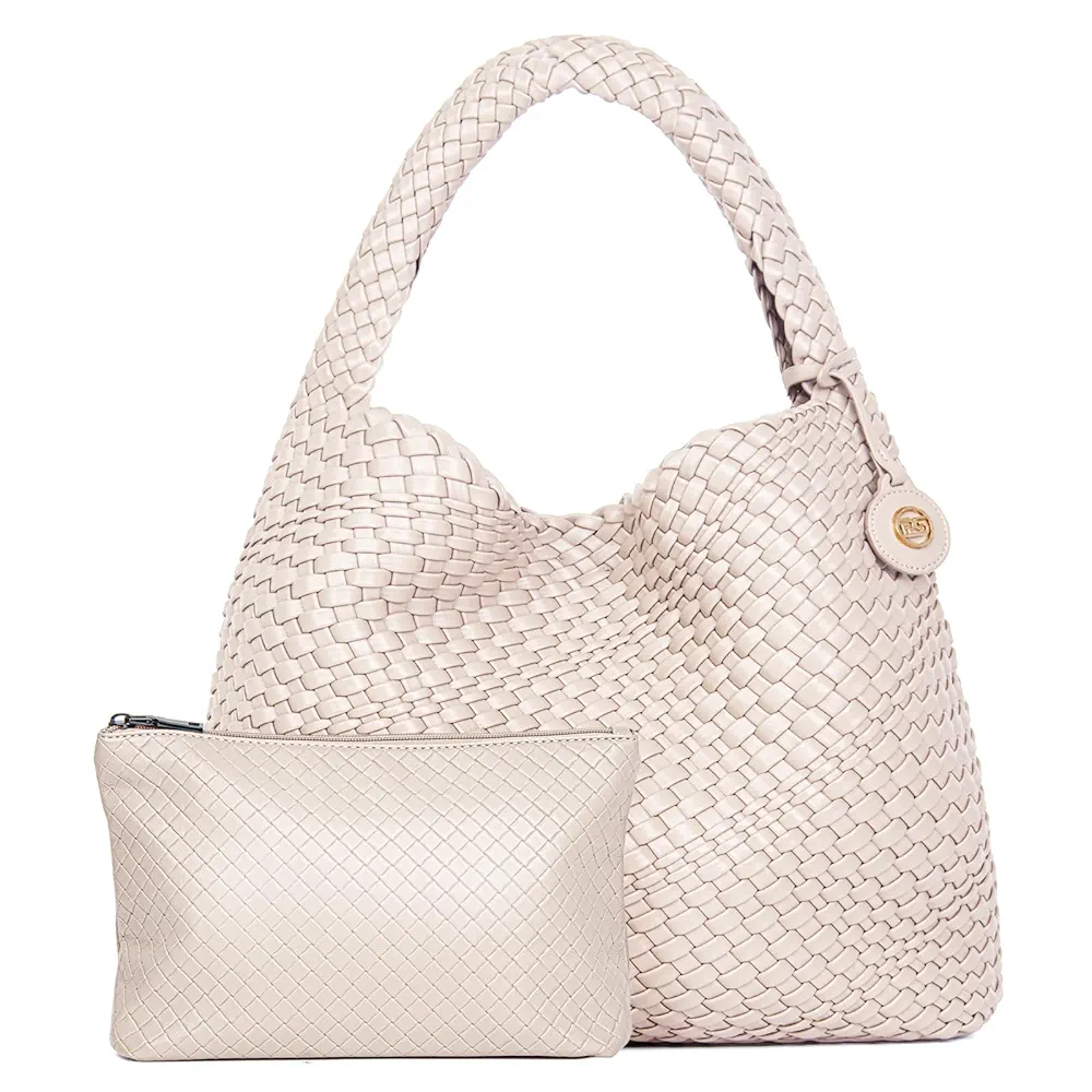 PS PETITE SIMONE Woven Tote Bag for Women Large Woven Purse Woven Leather Handbags Braided Purse Weave Purse with Top Handle Hazel