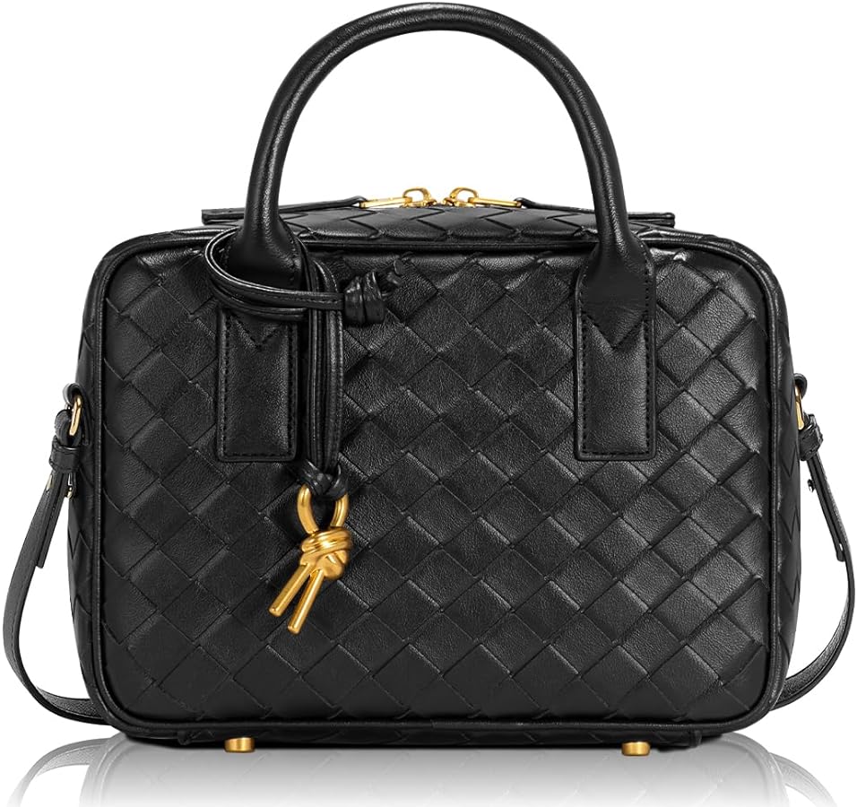 Woven Bag for Women Top Handle Satchel Handbag Crossbody Bag PU Leather Shoulder Bag Woven Purses for Women