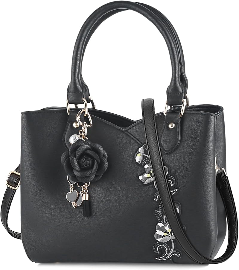 ELDA Purses and Handbags for Women Embroidery Top Handle Purse Satchel Ladies Shoulder Bag Messenger Tote Bags Crossbody Bag