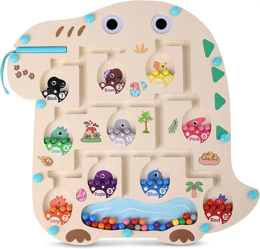 Dinosaur Toys for Kids 3-5, Magnetic Color and Number Maze, Toddler Toys for Ages 2-4, Montessori Learning Toys for Toddlers, 2 3 4 5 Year Old Birthday Gifts for Girls and Boys