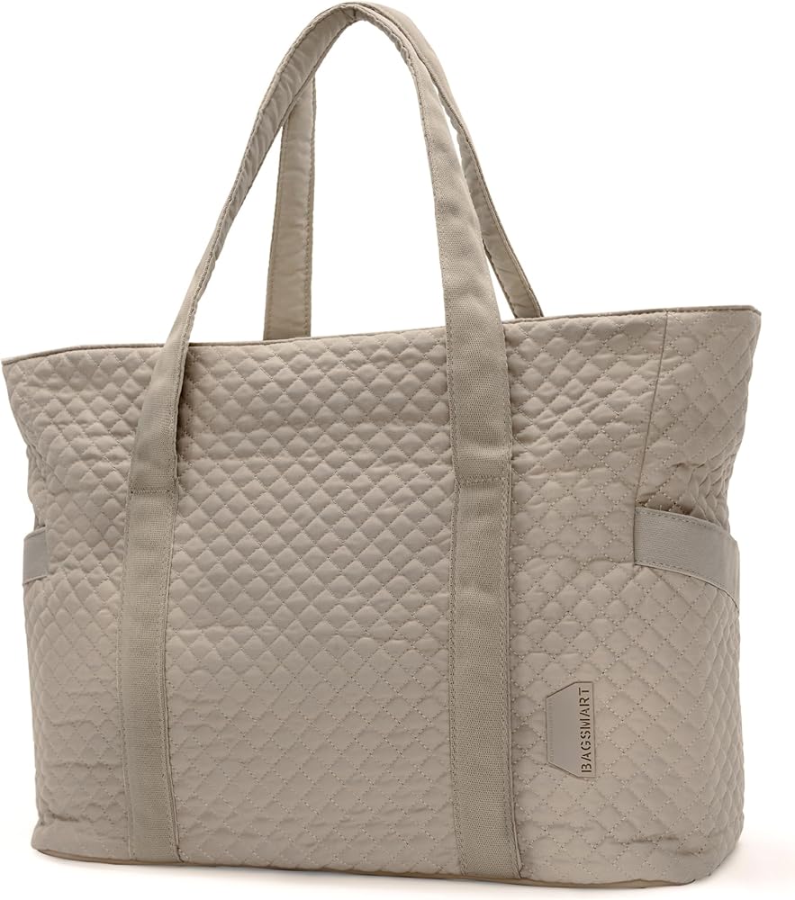 BAGSMART Large Tote Bag For Women, Travel Shoulder Bag Top Handle Handbag with Yoga Mat Buckle for Gym, Work, Travel