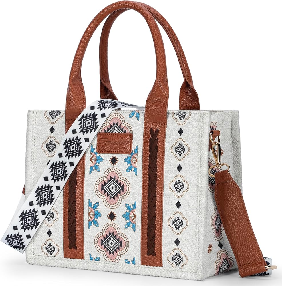 Tonnyeee Western Satchel Purses for Women Medium Aztec Top Handle Handbags with Guitar Strap Shoulder Crossbody Tote Bags