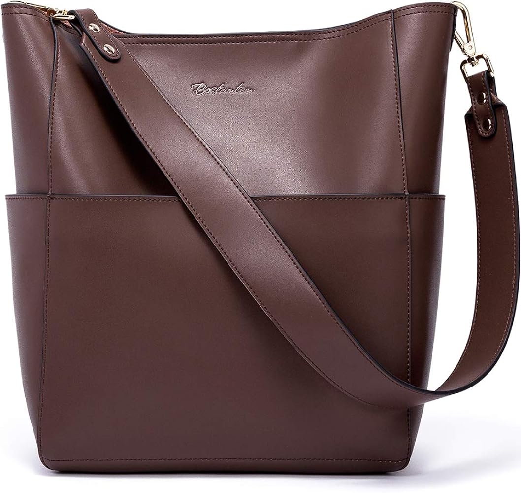 BOSTANTEN Women's Leather Designer Handbags Tote Purses Shoulder Bucket Bags