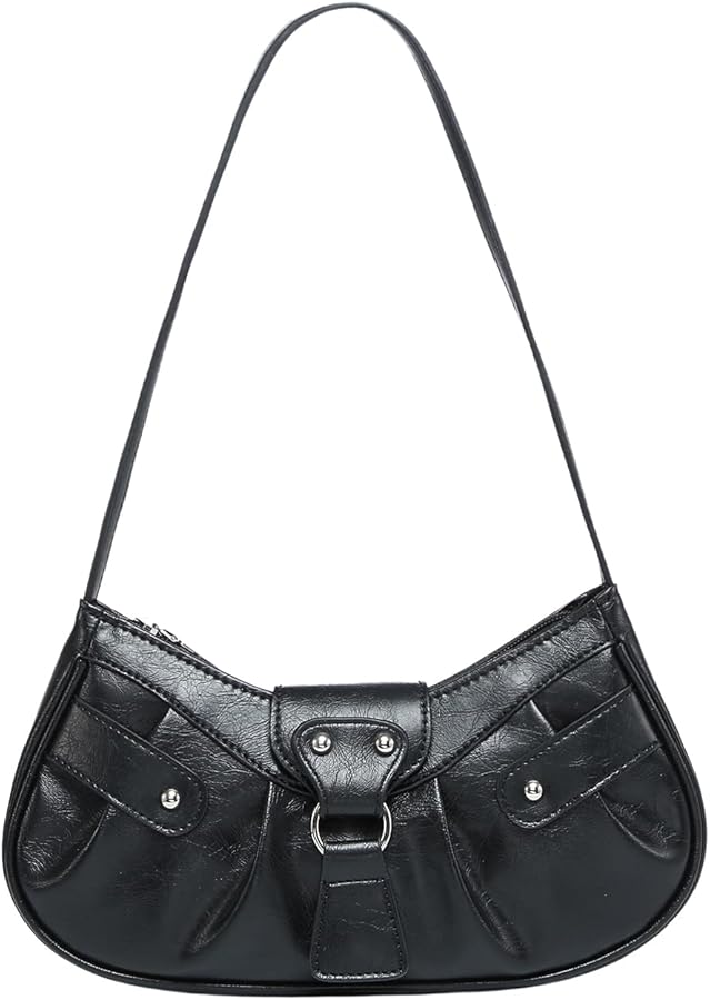 Verdusa Women's Pleated Hobo Shoulder Bag PU Leather Clutch Handbag