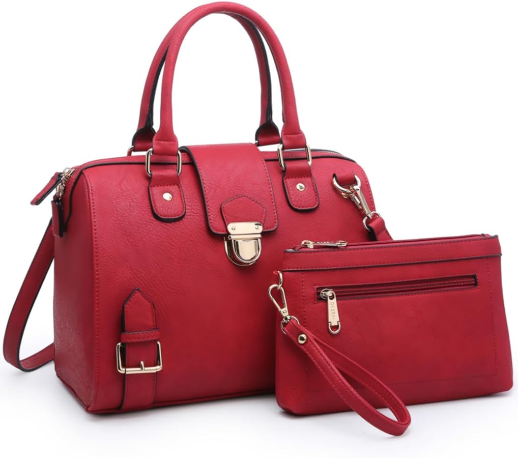 Dasein Women Barrel Handbags Purses Fashion Satchel Bags Top Handle Shoulder Bags Vegan Leather Work Bag