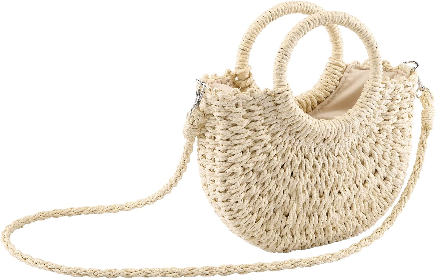 CHIC DIARY Small Summer Beach Straw Bag for Women Crossbody Top Handle Shoulder Handbag Mini Handwoven Rattan Clutch Purse