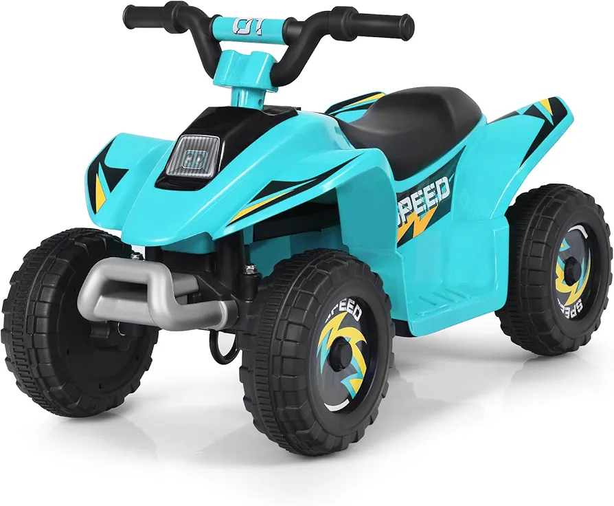 HONEY JOY Ride On ATV, 6V Mini Off-Road Battery Powered Motorized Quad for Kids, 2 Speeds, Anti-Slip Wheels, RWD 4-Wheeler Electric Ride On Toy Car for Toddlers (Blue)