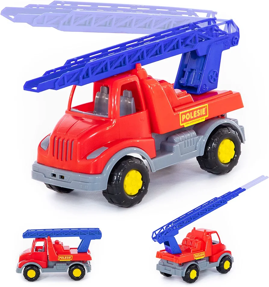 Polesie Fire Trucks for Toddlers - Fire Engine Toy for Boys Age 2-3 with Working Ladder - Construction Vehicle Toys