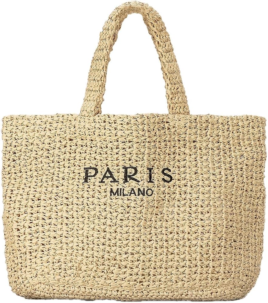 Large Straw Beach Bag for Women Summer Woven Shoulder Tote Bag Straw Purses and Handbags for Vacation
