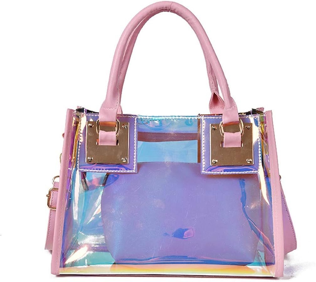Women Transparent Shoulder Crossbody Bag, 2 in 1 Designer Fashion Handbag Purse