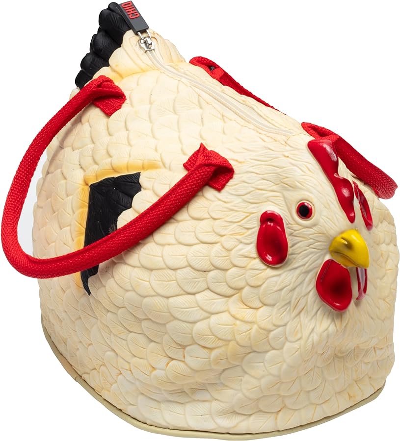 SCS Direct Large The Original Rubber Hen Chicken Purse with Top Handle Cute Unique Fashion Novelty Tote for Women