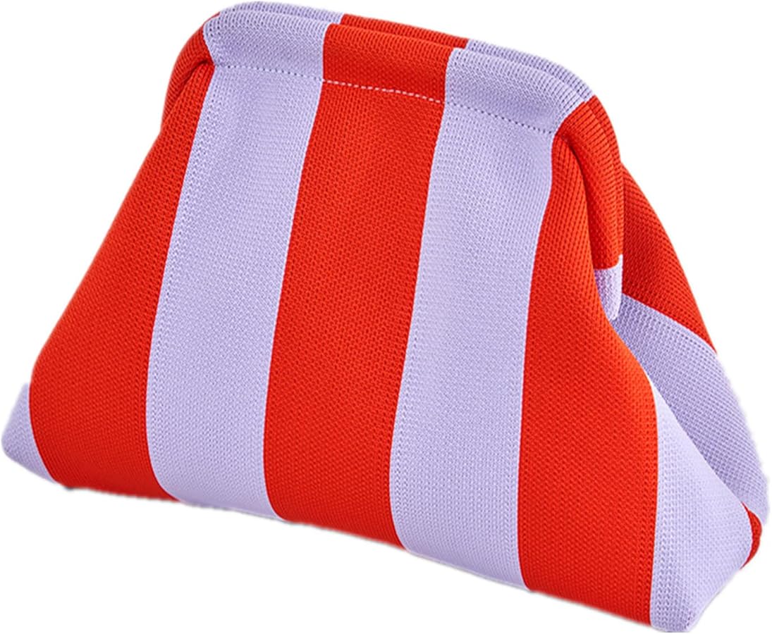 DIHKLCIO Evening Bag Clutch Purses for Women Beach Woven Crochet Handbag Dumpling Clutch Ruched Cloud Purse colorblock bag
