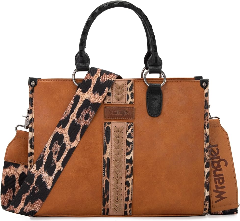 Wrangler Womens Leopard Print Woven Shoulder Purse