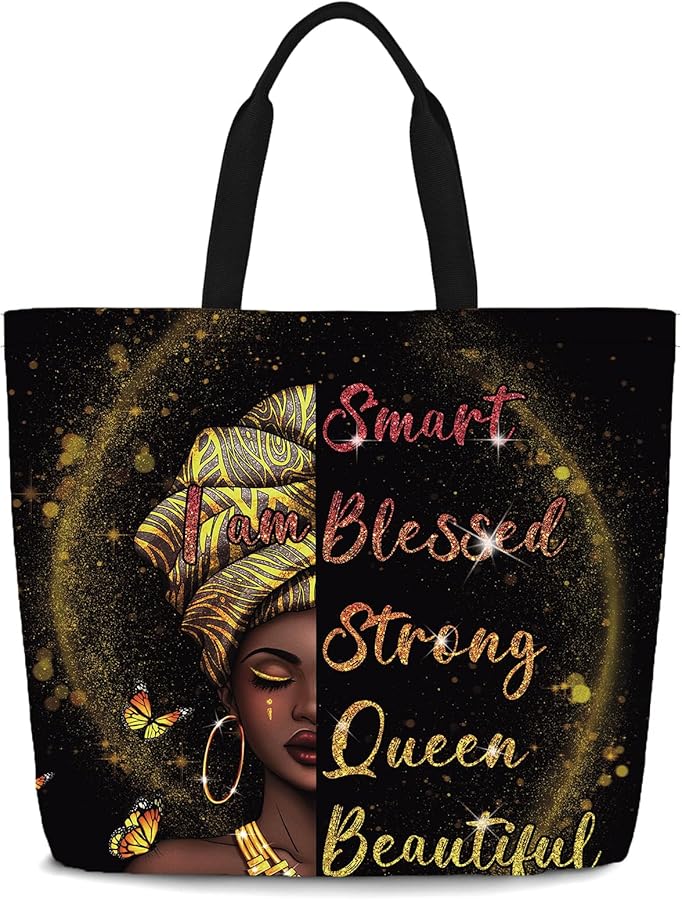 IAGM Women Tote Bags African American Woman Shoulder Bag Afro Black Girl Magic Satchel Handbags For Shopping,Work,Grocery,Gym