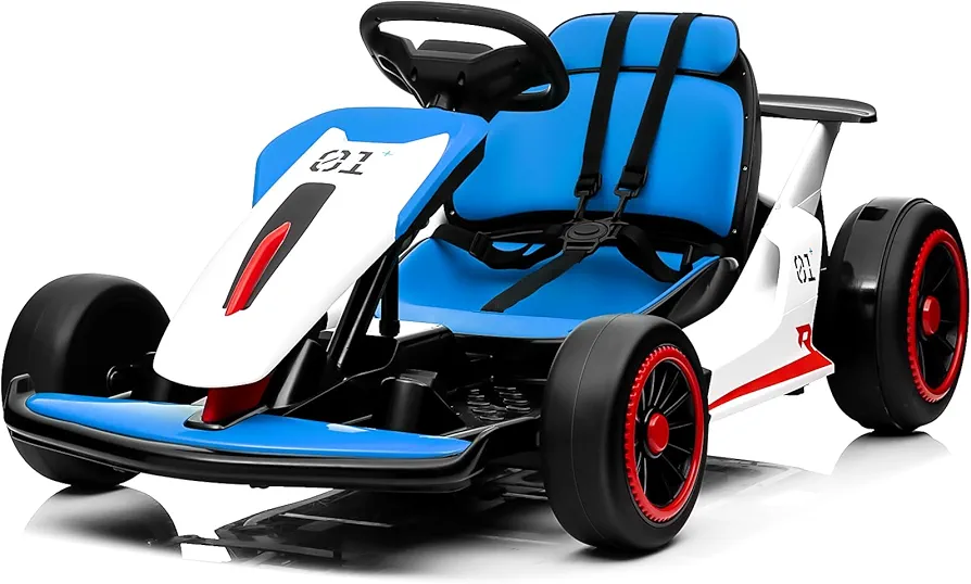 Go Kart, JOYRACER Ride On Race Car for Kids, 24V Drift Kart Car W/ 10Ah Large Battery, 2x150W Powerful Motor, Drift/Sports Mode, Music, Max Load 110lbs, 2 Speed Available