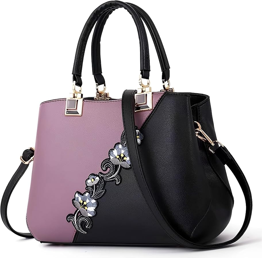 ELDA Purses and Handbags for Women Embroidery Top Handle Satchel Fashion Ladies Shoulder Bag Tote Purse Messenger Bags