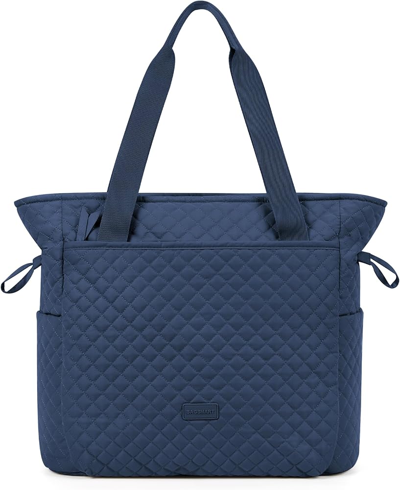 BAGSMART Tote Bag for Women, Large Womens Tote Bag with Zipper, Quilted Hobo Bag Top Handle Handbag for Travel Work