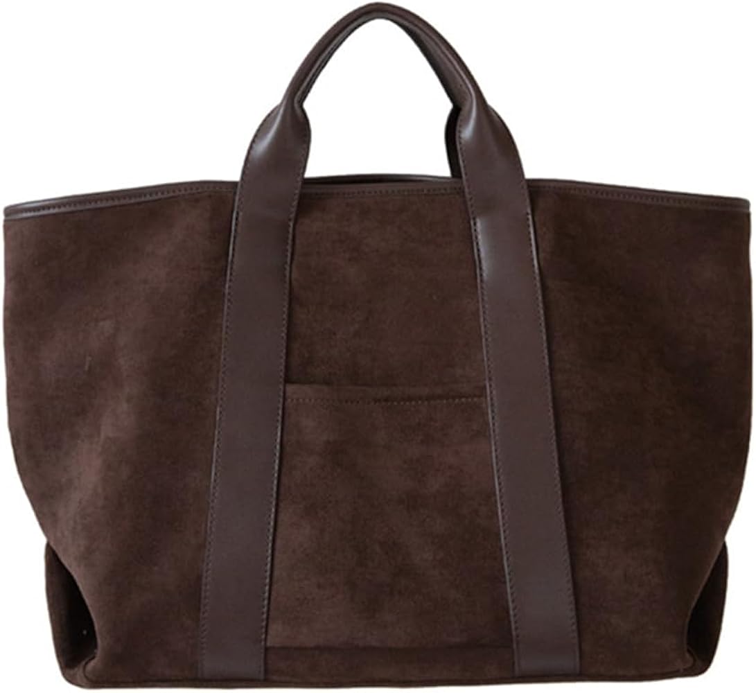 JQWYGB Suede Tote Bag for Women Slouchy Work Bag Large Capacity Top Handle Bag Faux Suede Bag Shoulder Hobo Bag Handbag