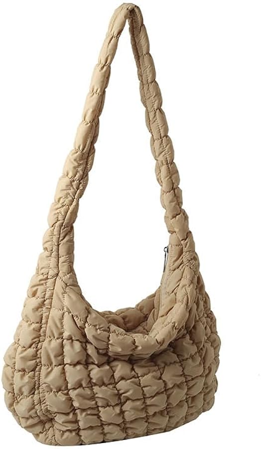 Quilted Tote Bag Puffer Crossbody Bag Handbag Cloud Shoulder Bag for Women, Soft Padding Bag with Zipper