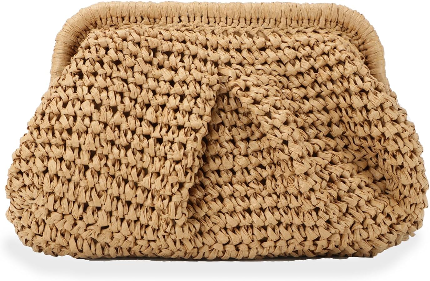 Emprier Straw Clutch Purse for Women Cloud Dumpling Pouch Straw Crossbody Shoulder Handbag Summer Beach Woven Bag