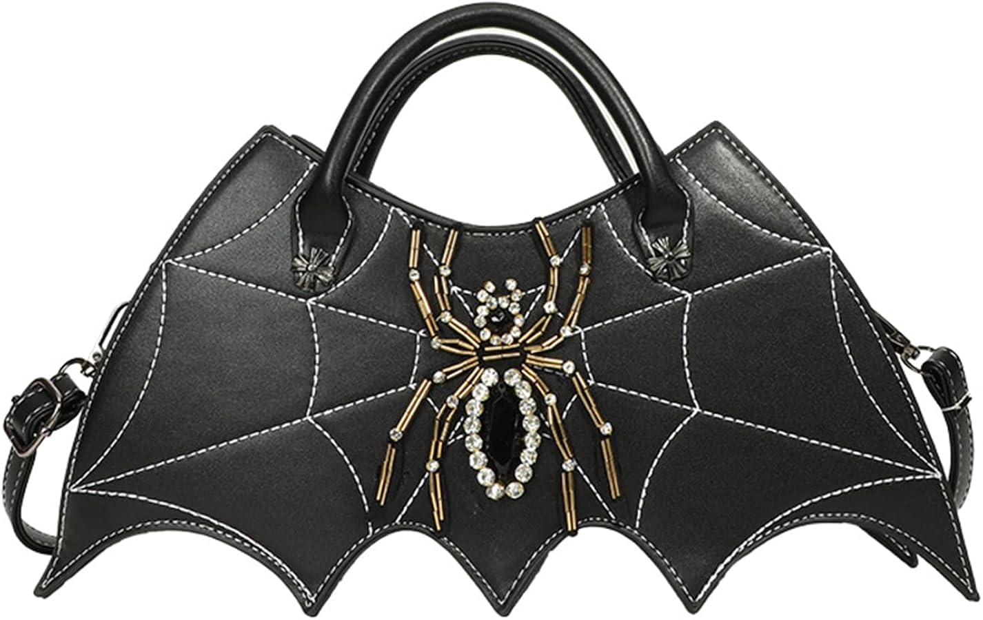 KUANG! Women Novelty Bat Spider Web Devil Tote Shoulder Bag Fashion Halloween Treat or Trick Handbags for Girls