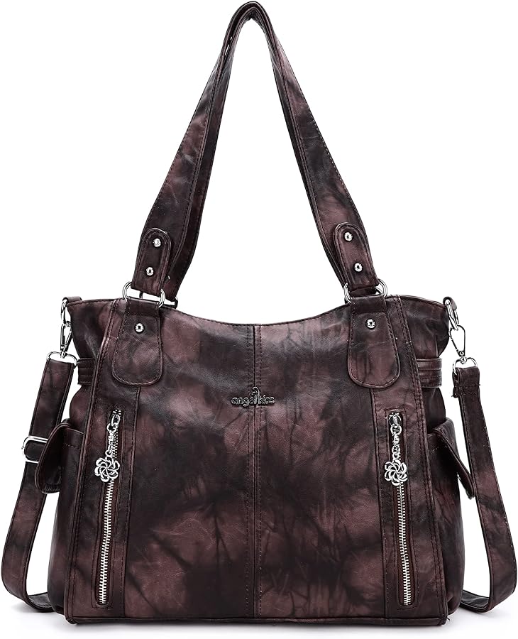 Angel Kiss Handbags for Womens Top-Handle Hobo Purse Roomy Casual Shoulder Bags PU Tote Satchel Purse for Women