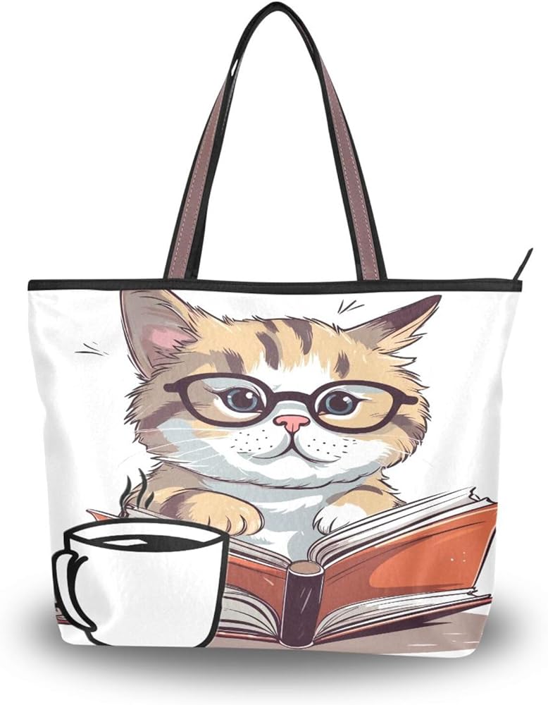 JSTEL Tote Bag for Women with Zipper,Polyester Tote Purse Holiday Tote Bag Work Handbag Women Gift