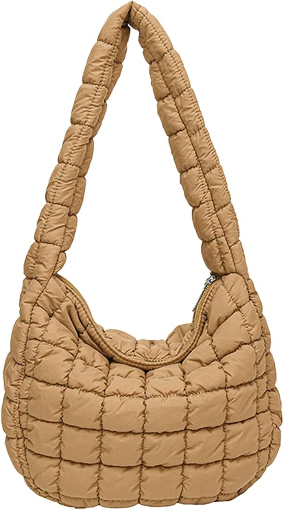 Quilted Puffer Tote Bags for Women Lightweight Quilted Padding Shoulder Bag Satchel Handbag Zip Puffer Bag Green