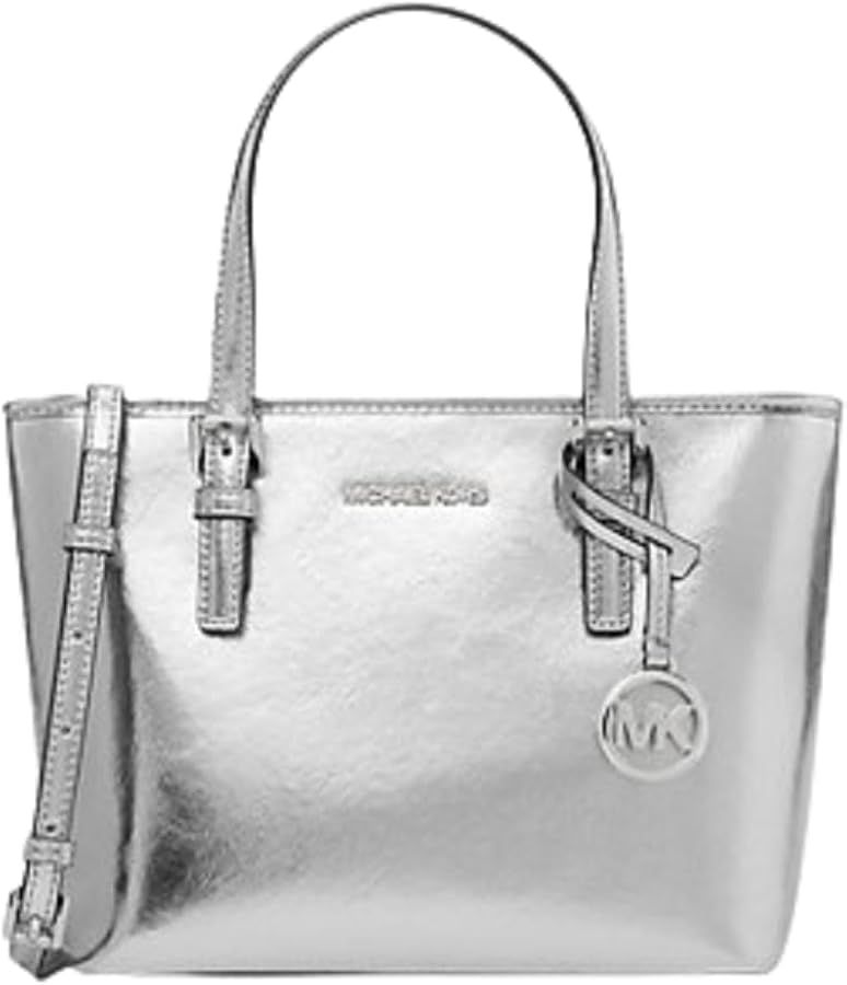 Michael Kors Womens XS Carry All Jet Set Travel Womens Tote Metallic Smooth Leather