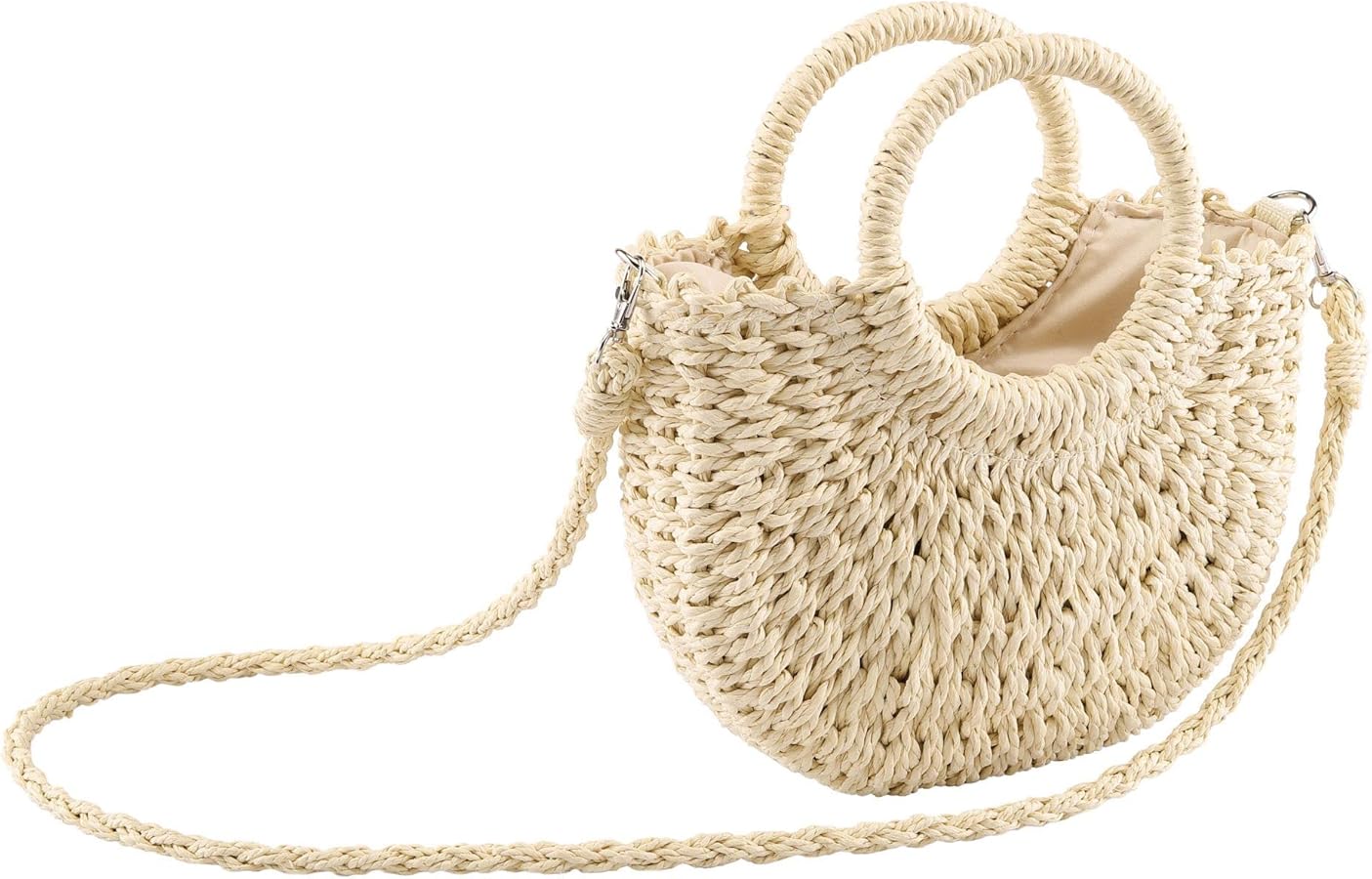 Ayliss Women Straw Handbag Mini Summer Beach Rattan Tote Bag Crossbody Shoulder Top Handle Handbag Handmade Purse Clutch Bag