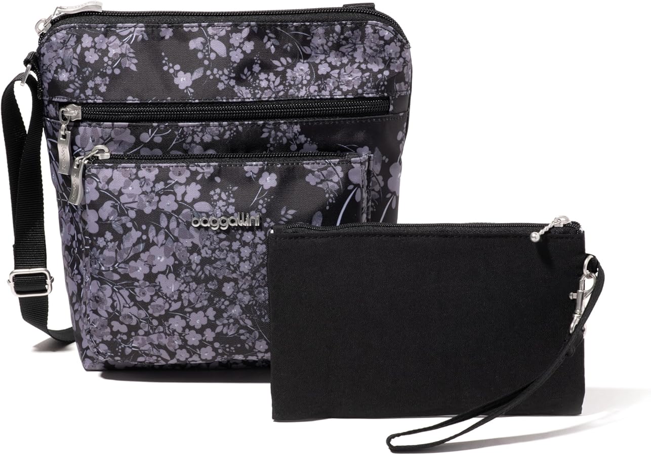 Baggallini Women's Pocket Crossbody Bags 8x8" Small Lightweight Durable Nylon Water-resistant Travel Purse w/ RFID Wristlet